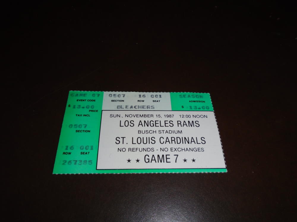 1987 ST. LOUIS CARDINALS LAST YEAR NFL FOOTBALL TICKET STUB VS LOS ANGELES RAMS | eBay