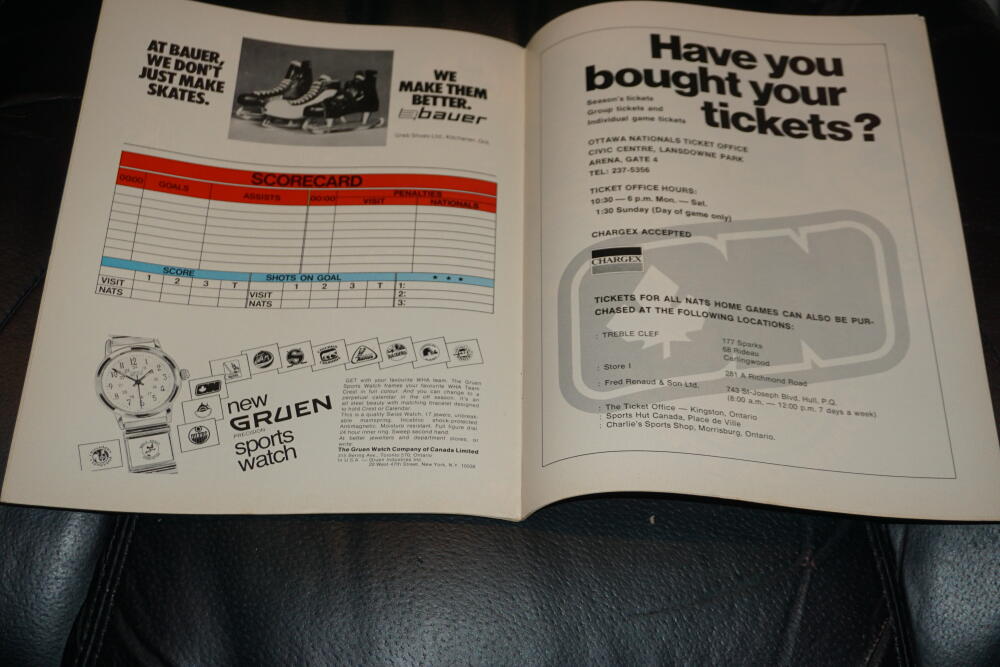 1972 1973 HOUSTON AEROS AT OTTAWA NATIONALS 1ST YEAR WHA PROGRAM 
