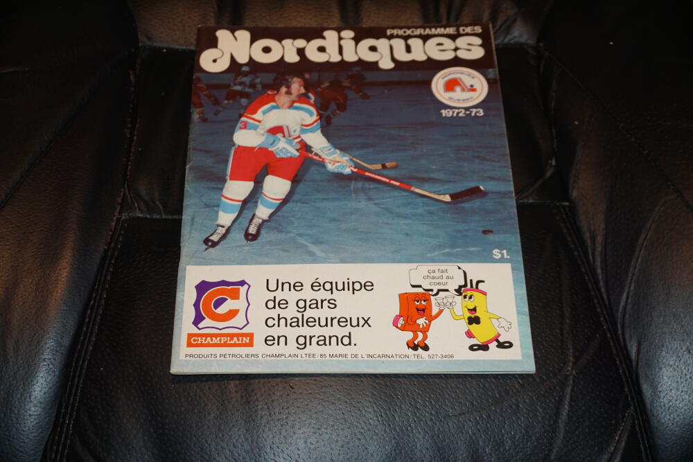 1972 1973 LOS ANGELES SHARKS AT QUEBEC NORDIQUES 1ST YEAR WHA PROGRAM EX-MINT+