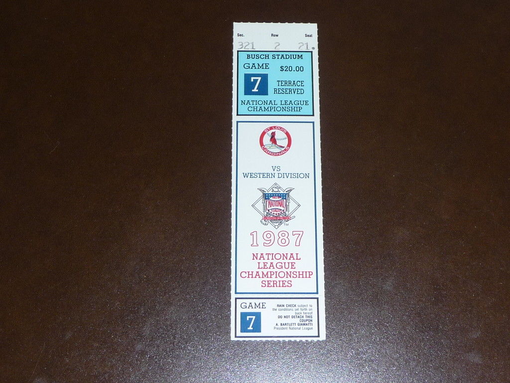 1987 ST. LOUIS CARDINALS NLCS TICKET GAME 7 CARDS WIN | eBay