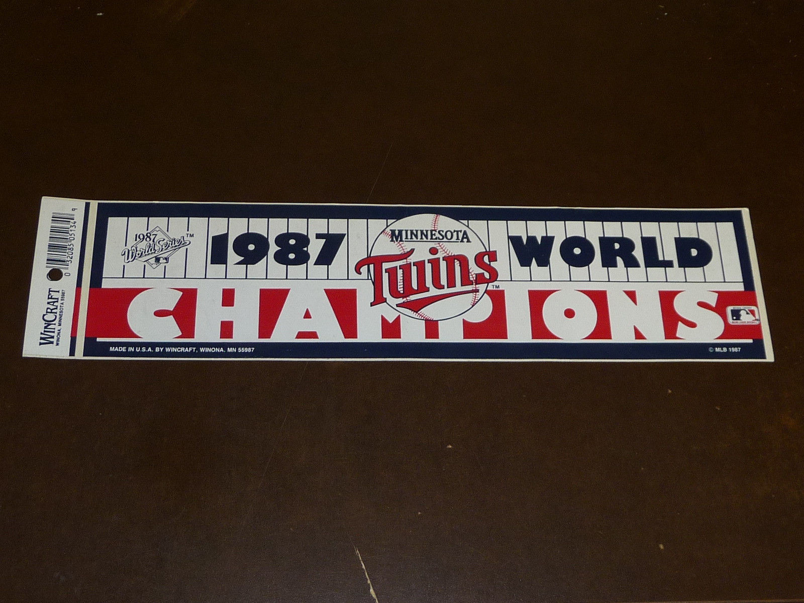 1987 MINNESOTA TWINS WORLD SERIES CHAMPIONS BUMPER STICKER VERY COLORFUL!
