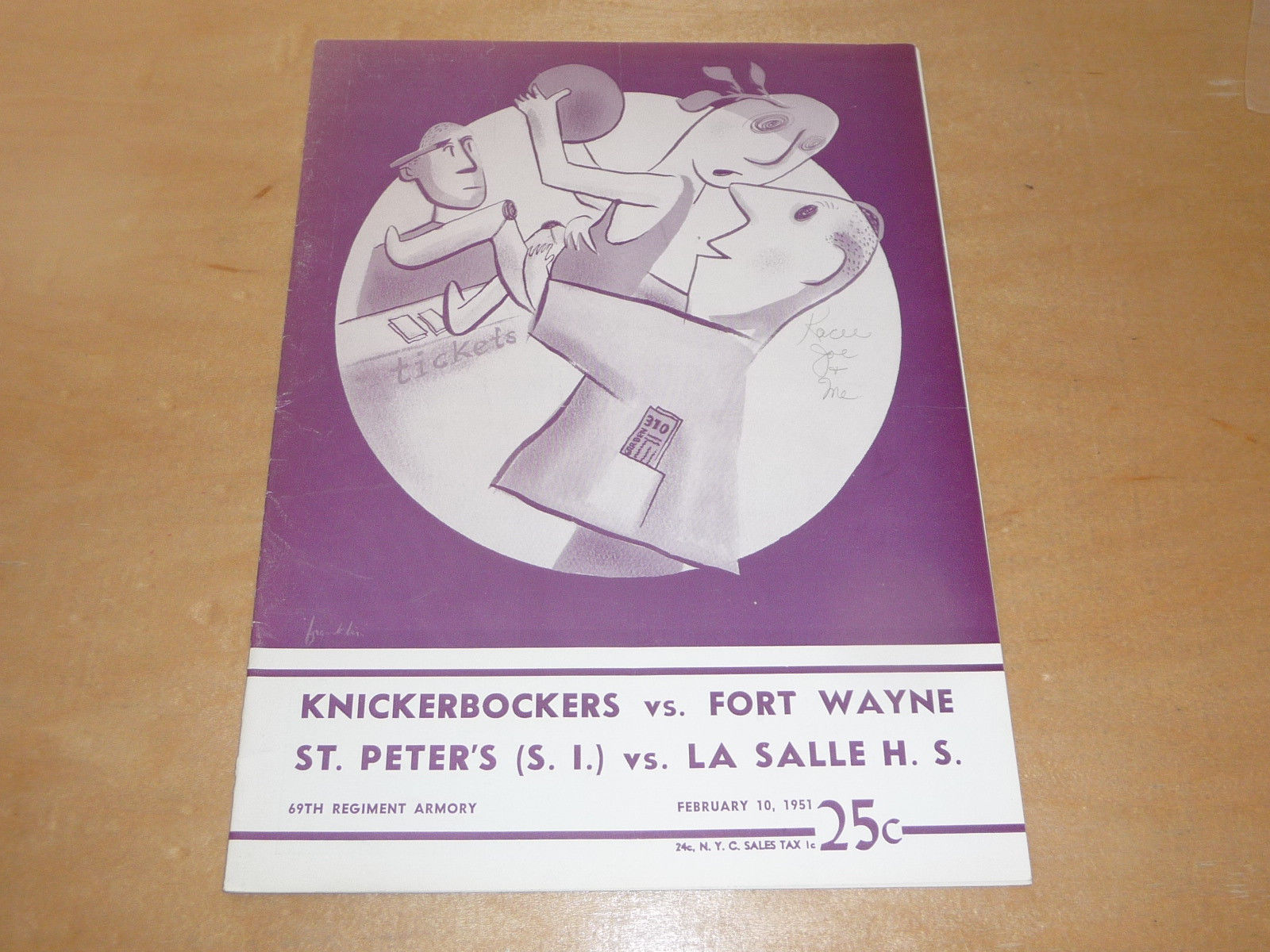 1950 1951 FORT WAYNE PISTONS AT NY KNICKS NBA BASKETBALL PROGRAM EX-MINT 